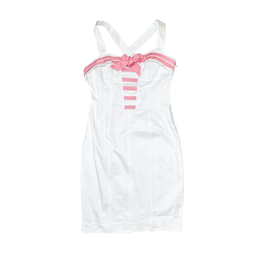 Vintage Betsey Johnson Candyland Corset Mini Dress White Pink NWT Size 6 - Picture 2 of 5